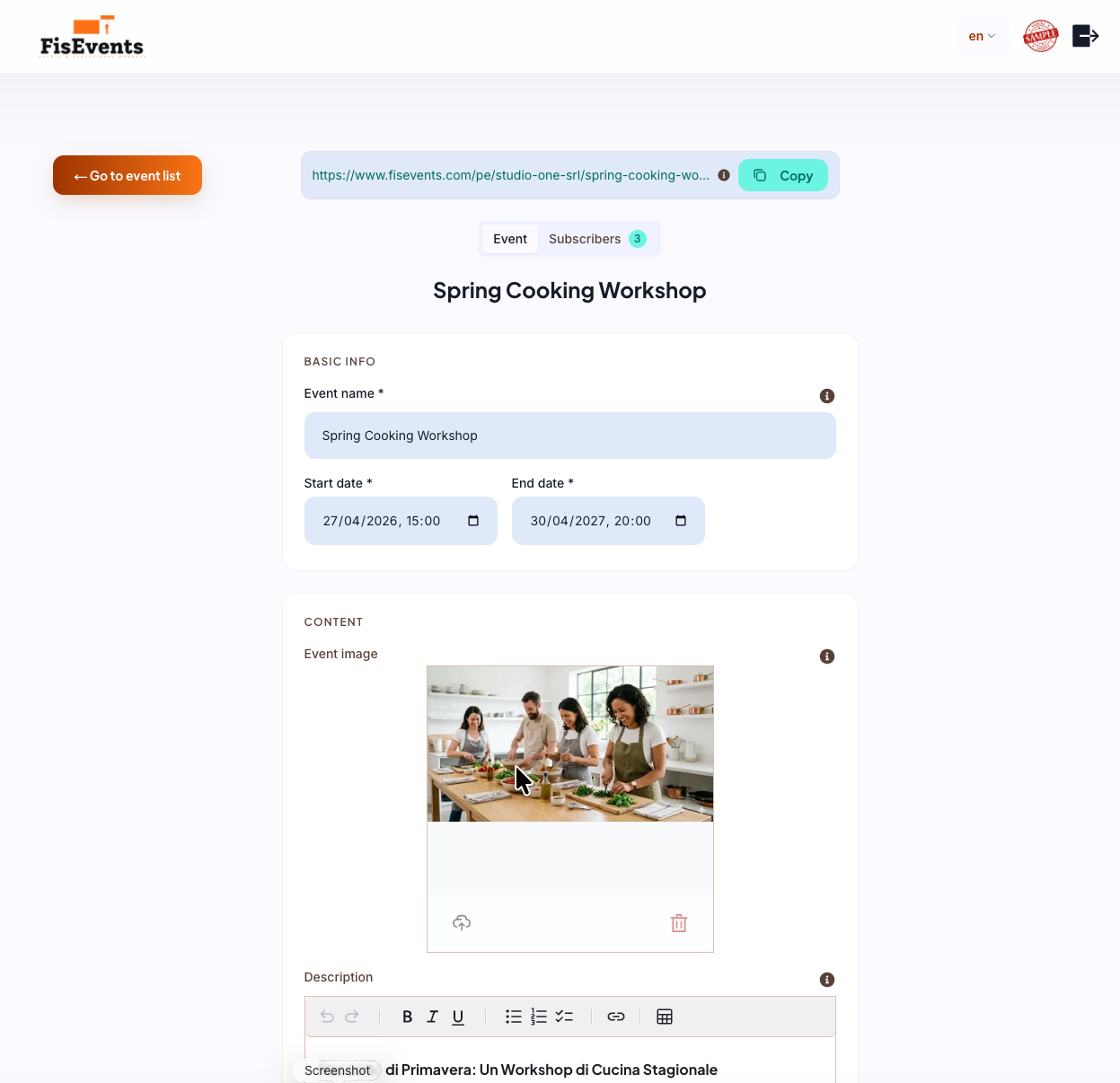 Create your event